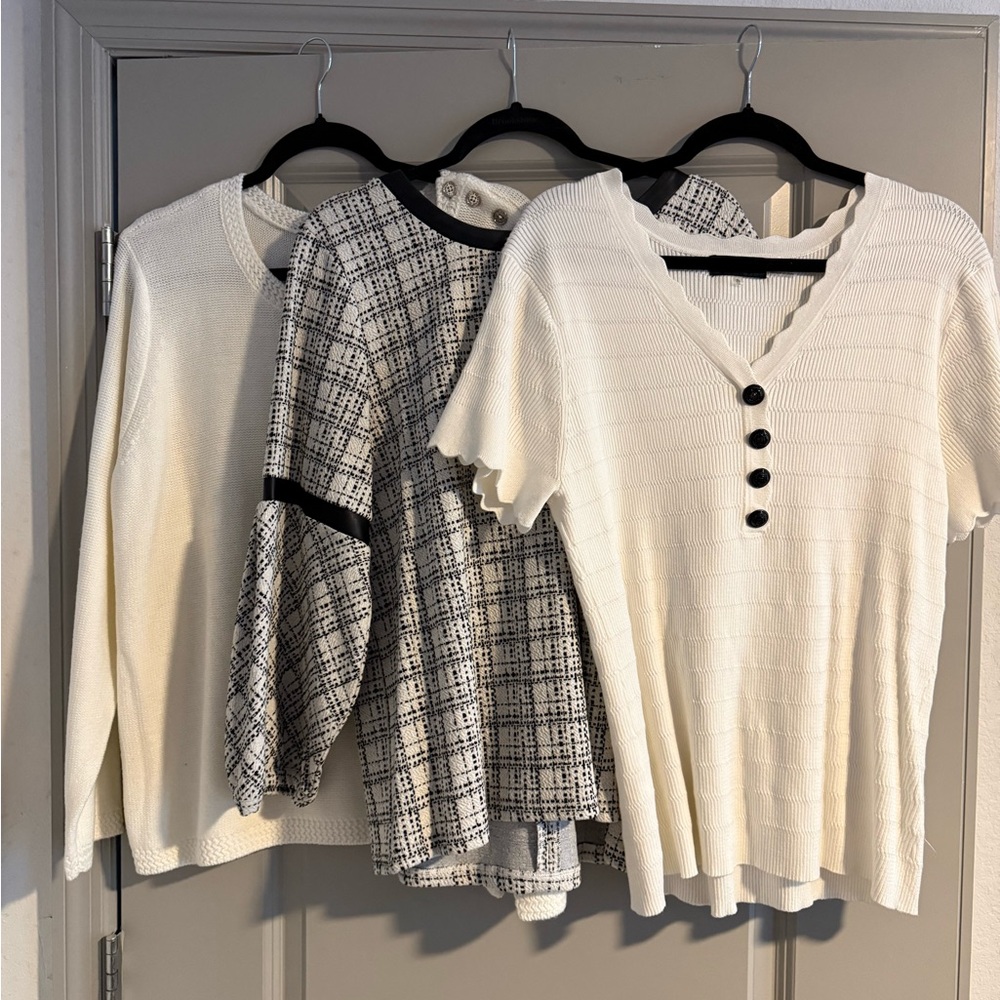 Karl Lagerfeld Cream and Black Sweater Set